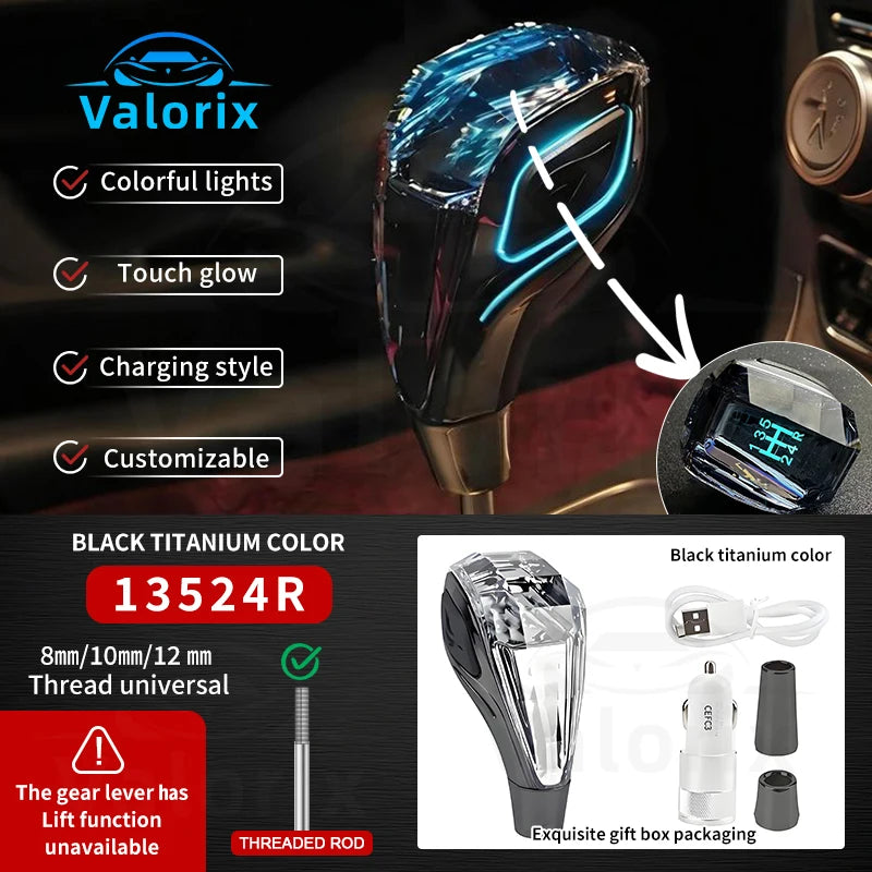 "Stylish luminous crystal gear shift knob for vehicles"