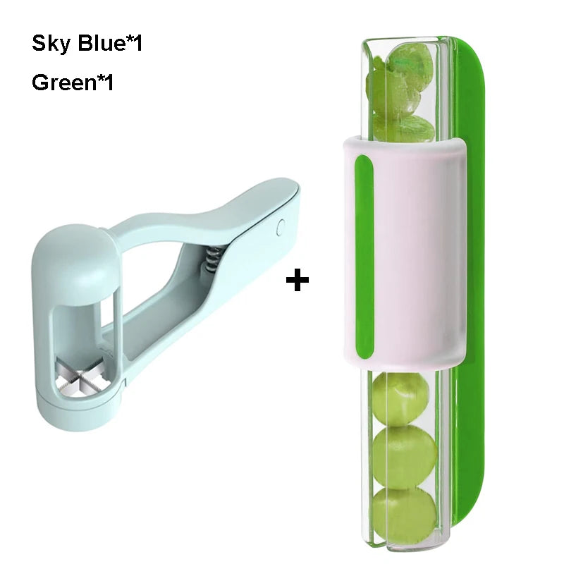 plastic and stainless steel fruit cutter disassembled for cleaning
1