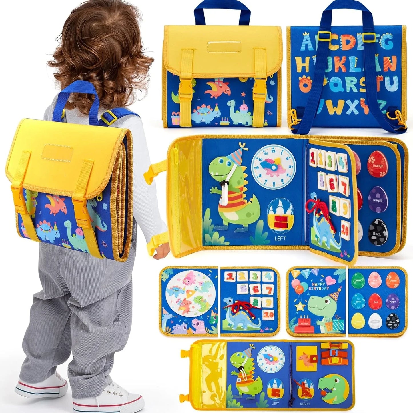 travel friendly sensory busy board backpack for car rides