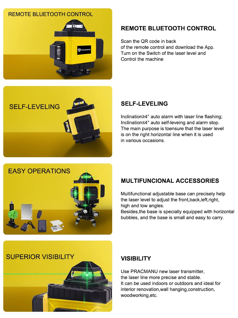 4d laser level tool for diy renovation and alignment
