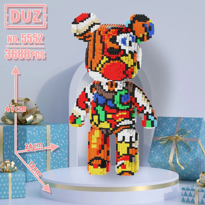 finished oversized bear block model on shelf
