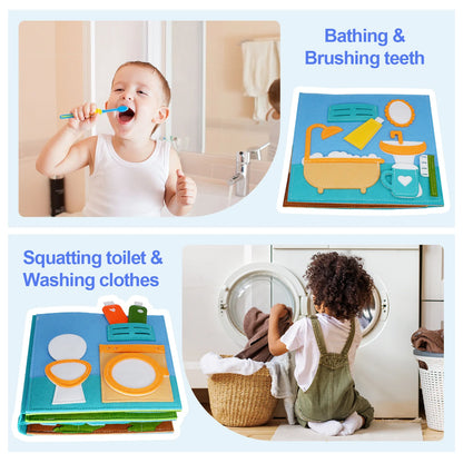 toddler busy book promoting fine motor skill development
