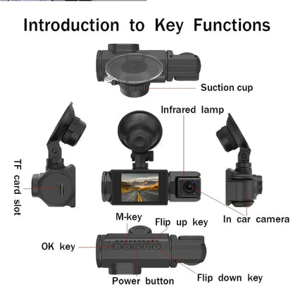wifi 3 lens dash camera for cars with hd recording
