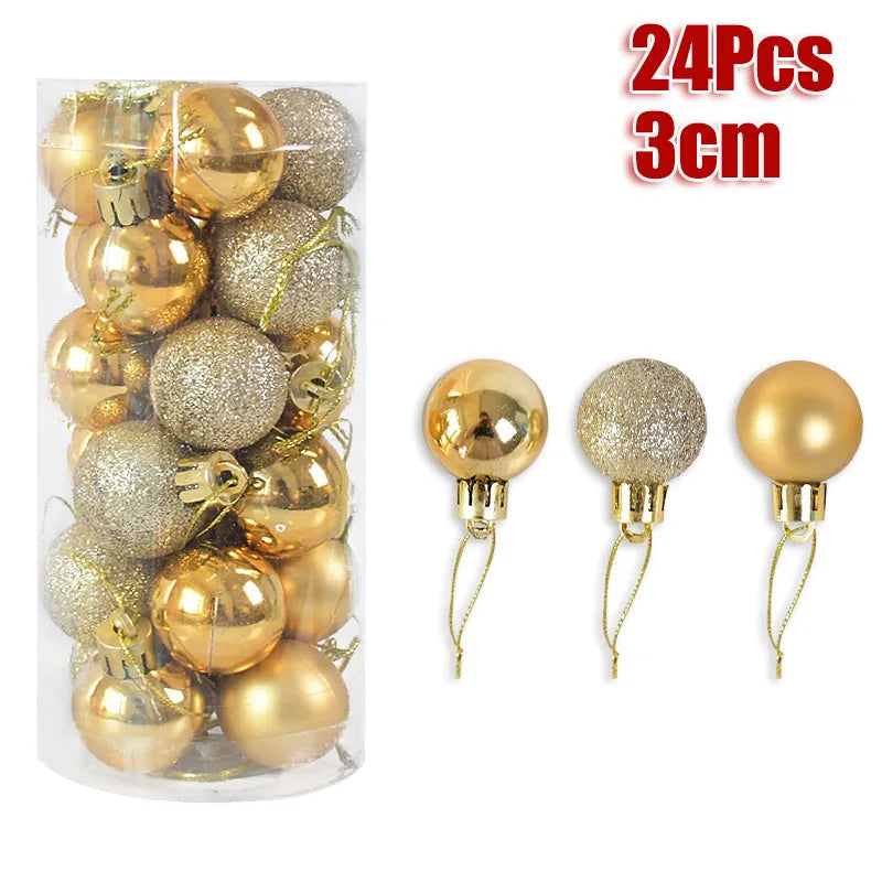 Mix of matte and glossy Christmas balls in gift box.