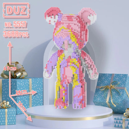 finished oversized bear block model on shelf
