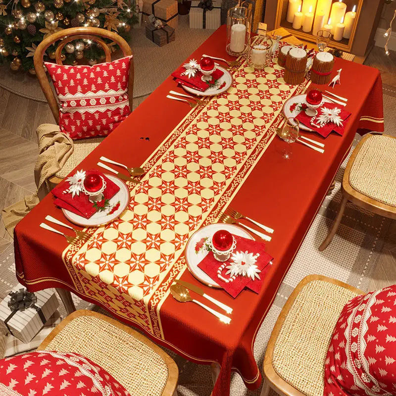 Christmas waterproof tablecloth for rectangular table.