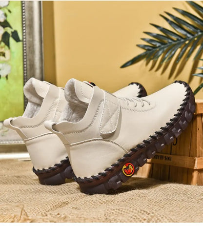 "Flat heel lace up winter boots for women plus size"