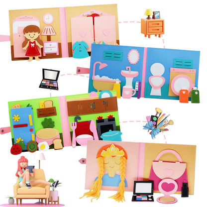 package contents showing montessori busy book closed
