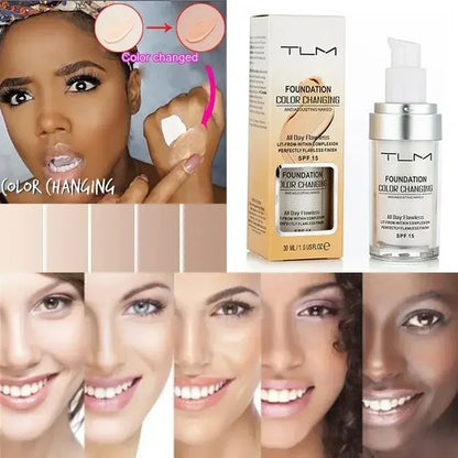 "Makeup foundation that adapts to all skin tones"