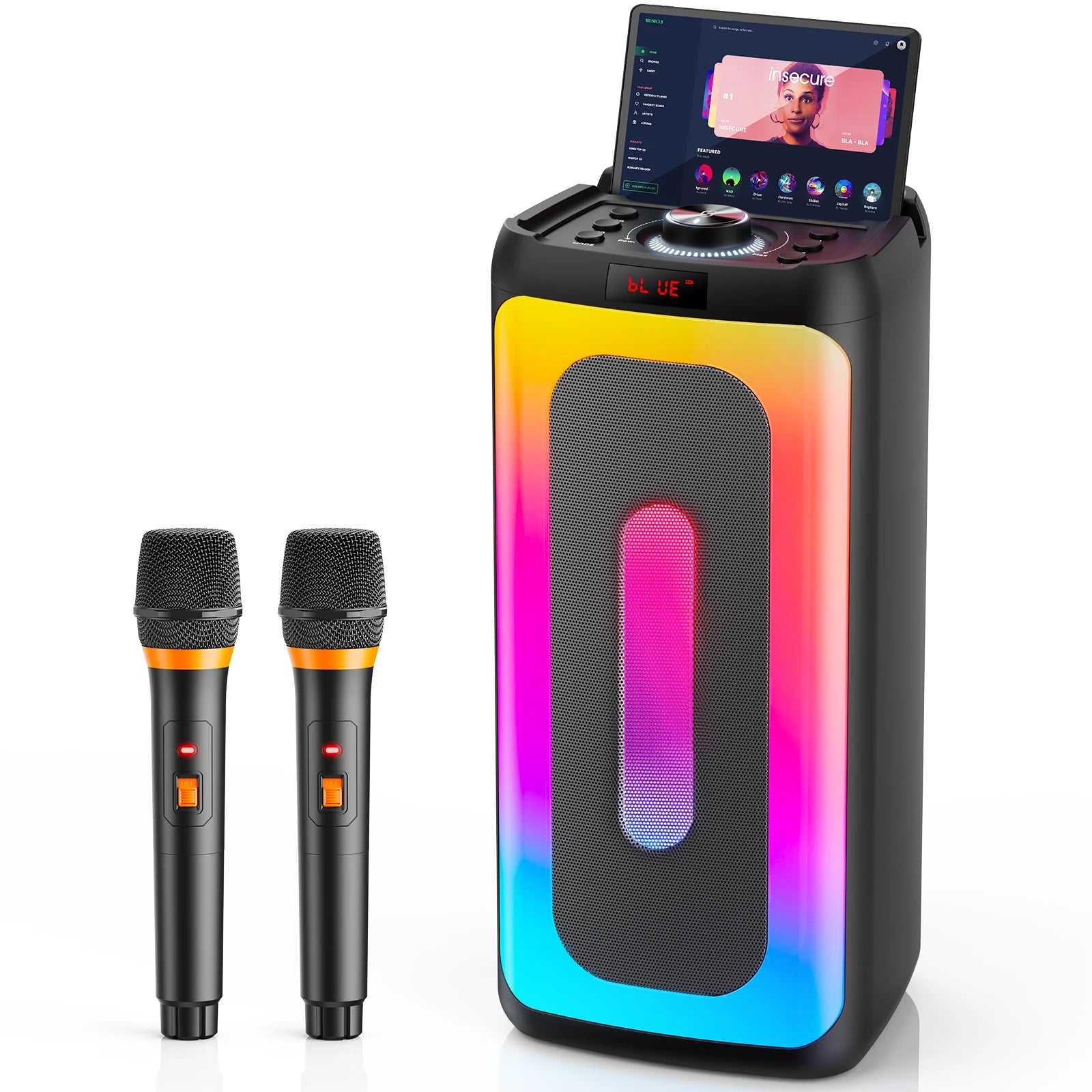 FanFun karaoke machine with Bluetooth speaker and wireless microphones