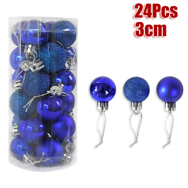 Mix of matte and glossy Christmas balls in gift box.