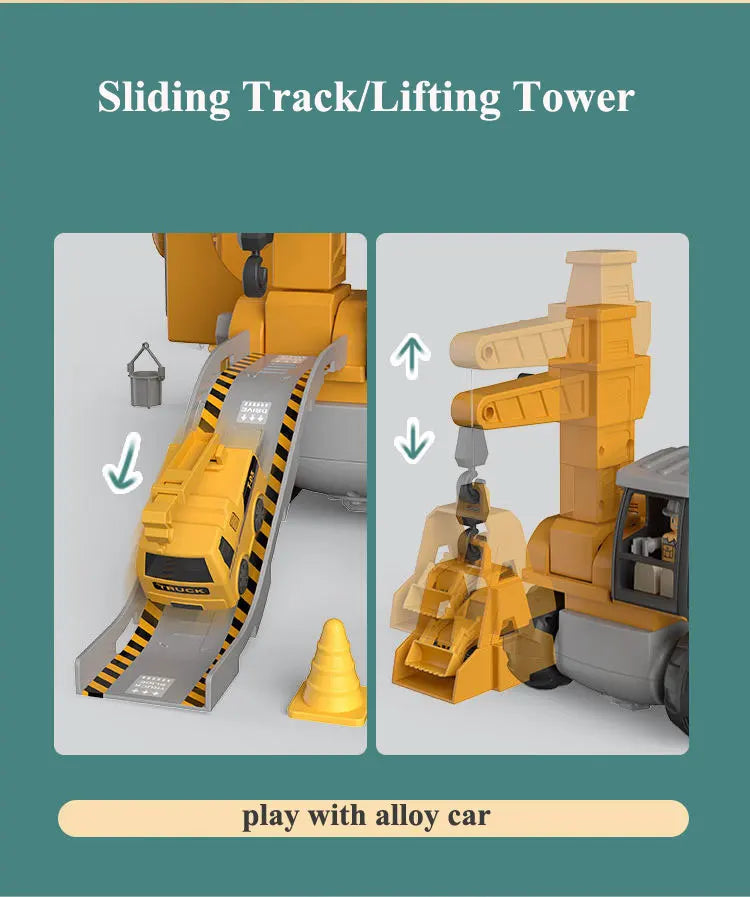 package contents showing truck toy electric drill and tools
