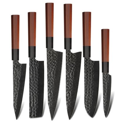 handcrafted japanese forged knives with wooden handles