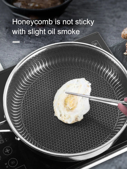 "honeycomb frying pan with ergonomic handle"