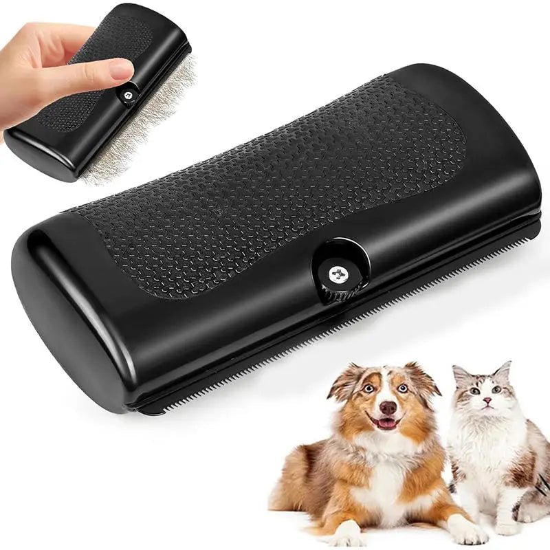 "ergonomic pet grooming brush with strong grip"