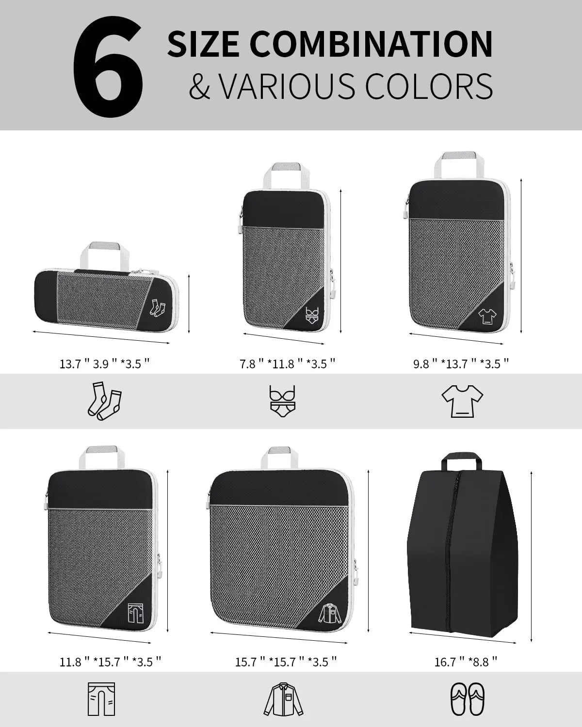"Lightweight luggage organiser for clothes and shoes"