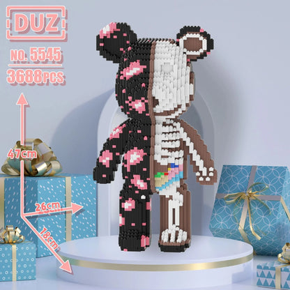 finished oversized bear block model on shelf
