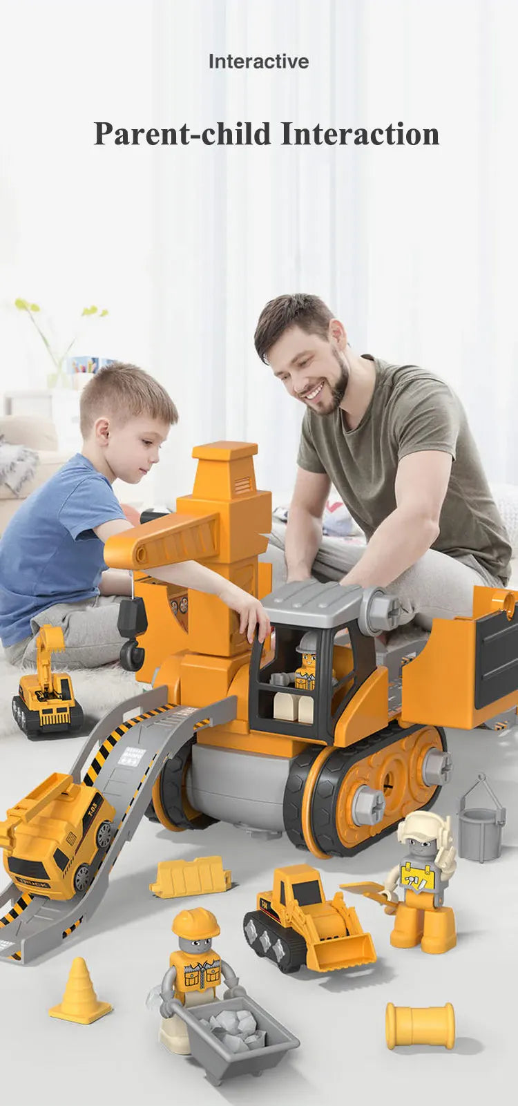 diy kids engineering vehicle toy set with electric drill
2