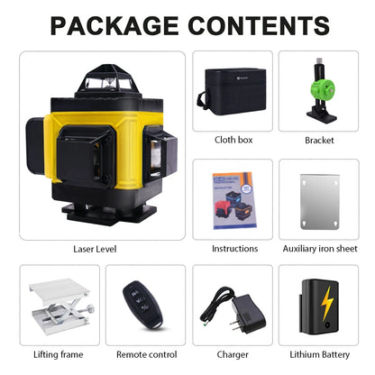 construction worker using green laser level indoors
