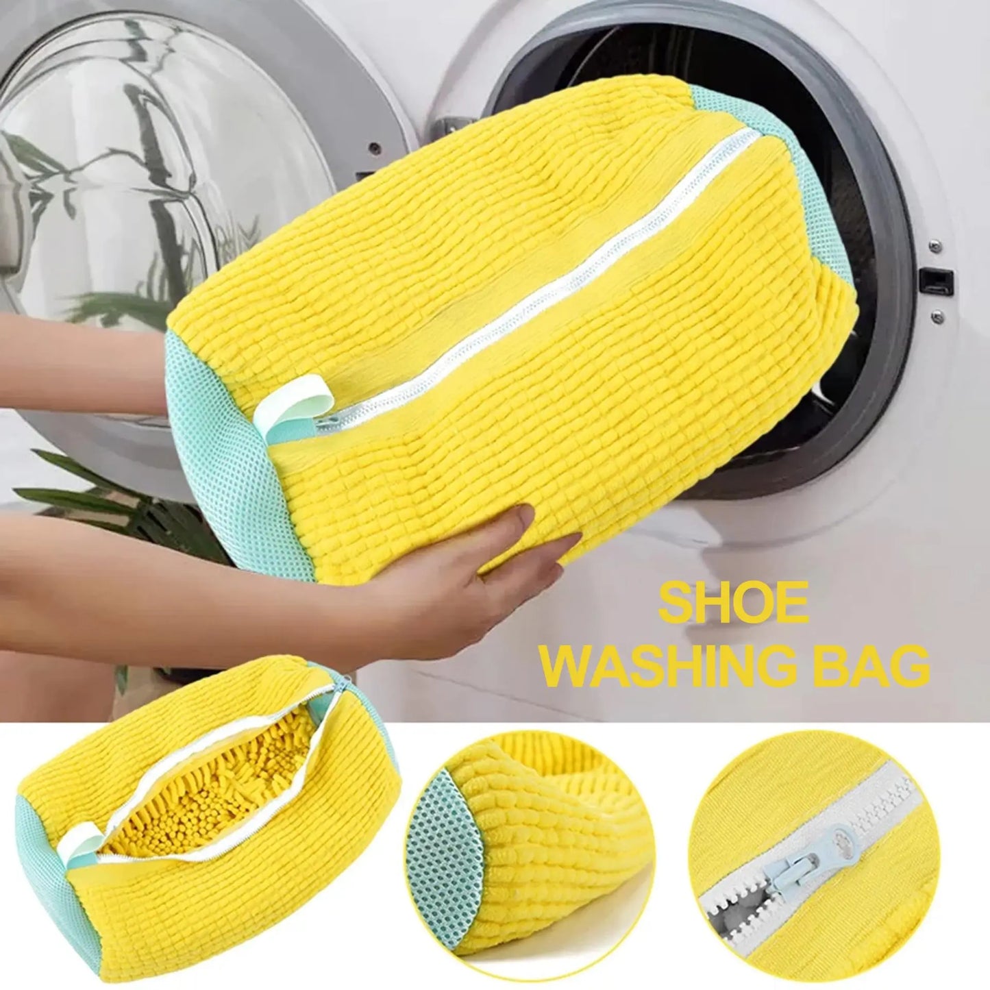 tear resistant shoe washing bag with hook design
