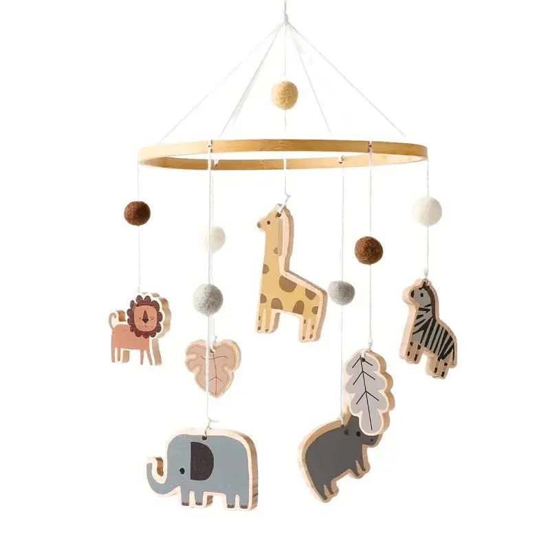 teddy bear mobile in neutral colours for modern nursery décor
