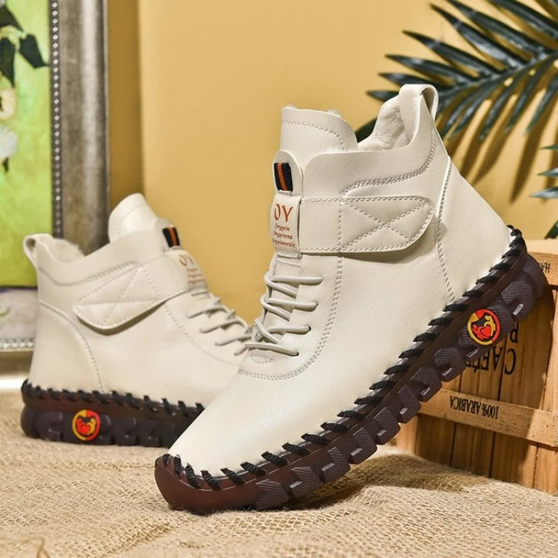 "Women’s winter fleece lined short boots British style"