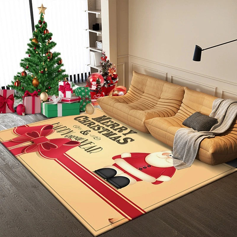 Washable non-slip Christmas rug for modern home.