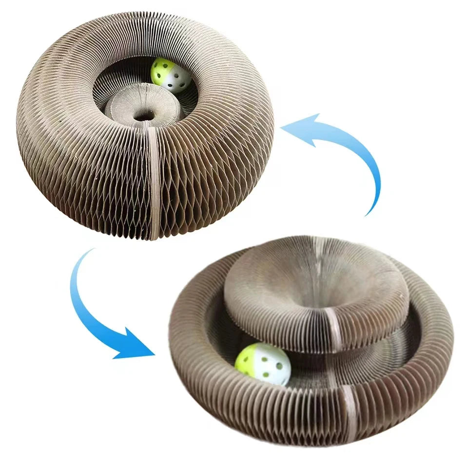 "cat scratcher bed and play board"