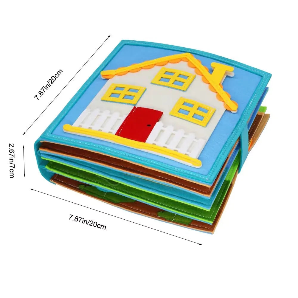 portable montessori busy book for travel and home use

