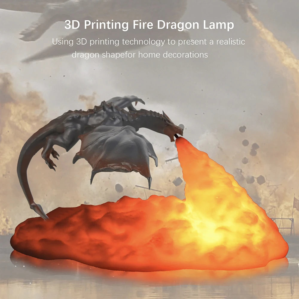 USB rechargeable dragon LED light for bedroom or office.