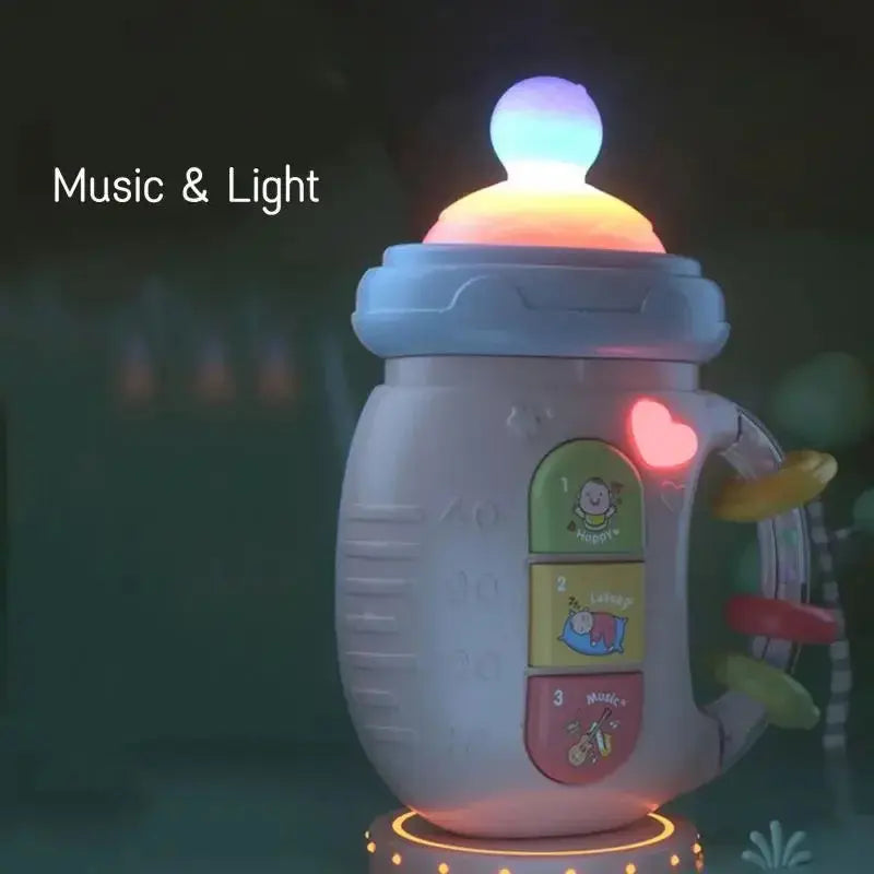 musical baby bottle rattle toy with lights and teether
