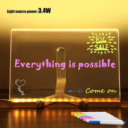 LED Letter Message Board with 7 Pens – Light-Up Erasable Neon Writing Board