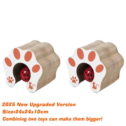 "kitten scratching toy with corrugated design"