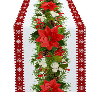 Christmas tree printed tablecloth for festive celebrations.
