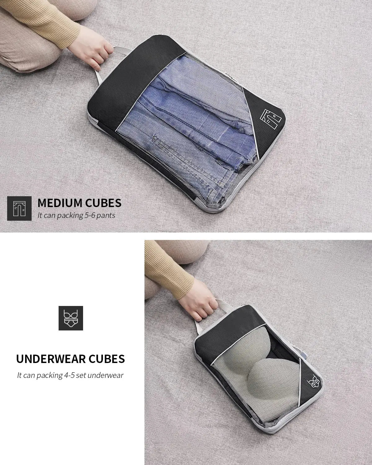 "Lightweight luggage organiser for clothes and shoes"