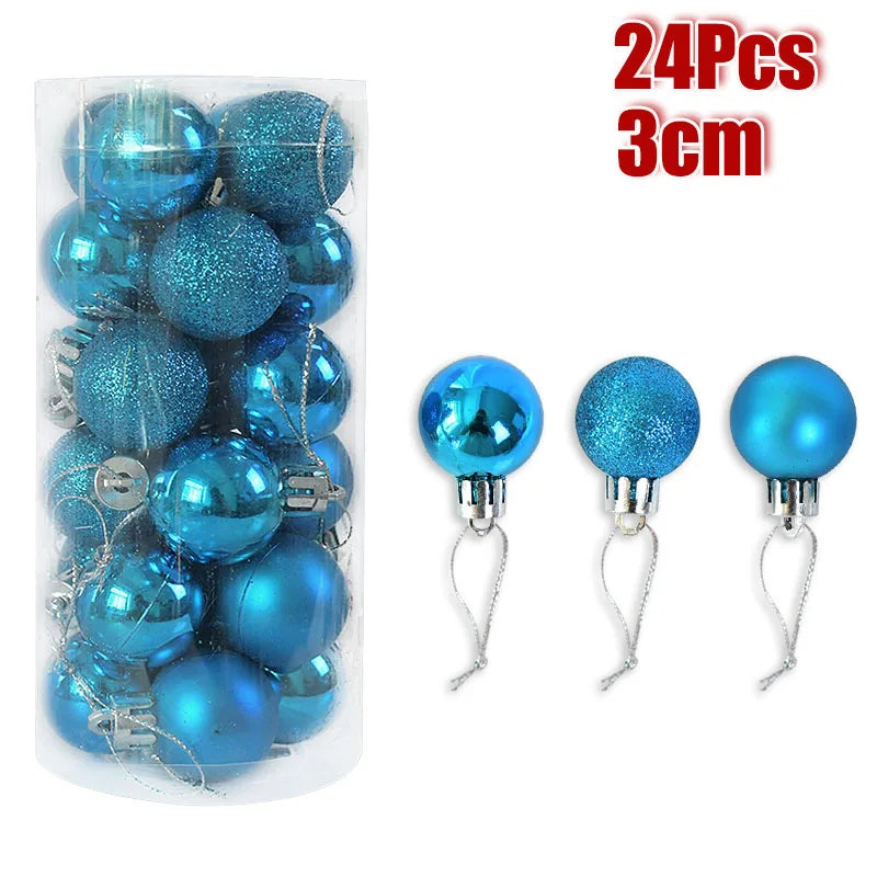 Mix of matte and glossy Christmas balls in gift box.