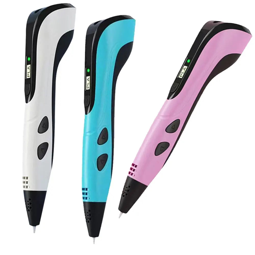 3D pen set with LCD display and power adapter.