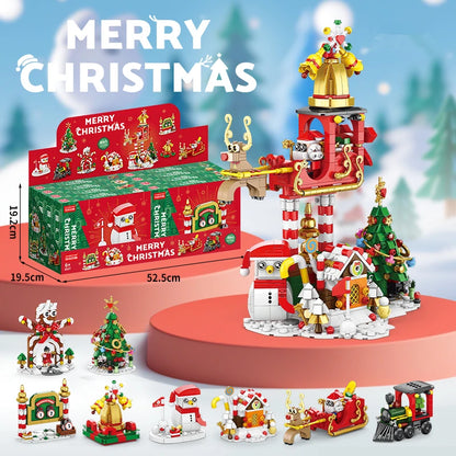 Mini train and elf figures from Christmas block set.