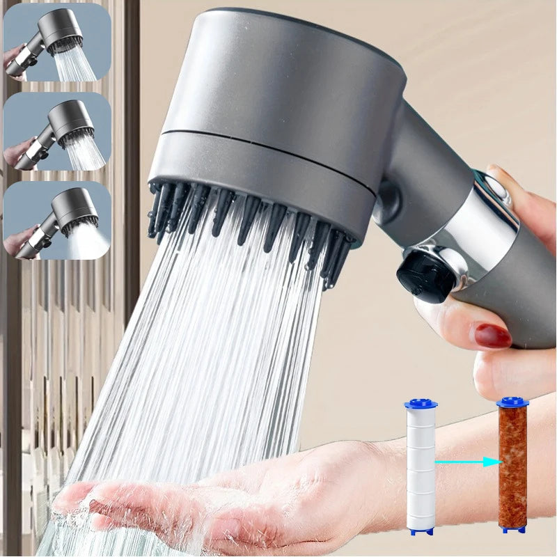 "3-speed pressure shower head with filter"