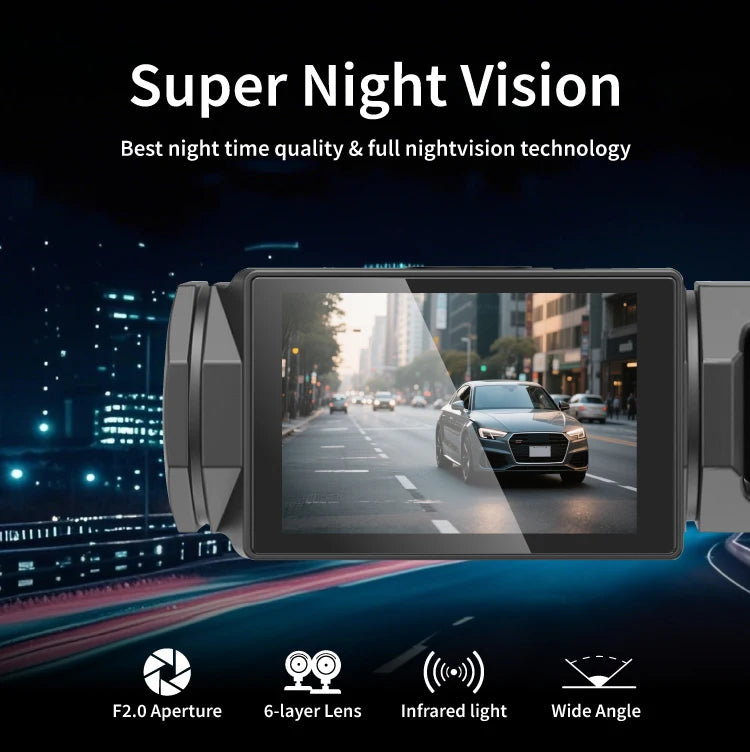 wifi 3 lens dash camera for cars with hd recording
