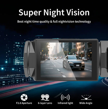 wifi 3 lens dash camera for cars with hd recording
