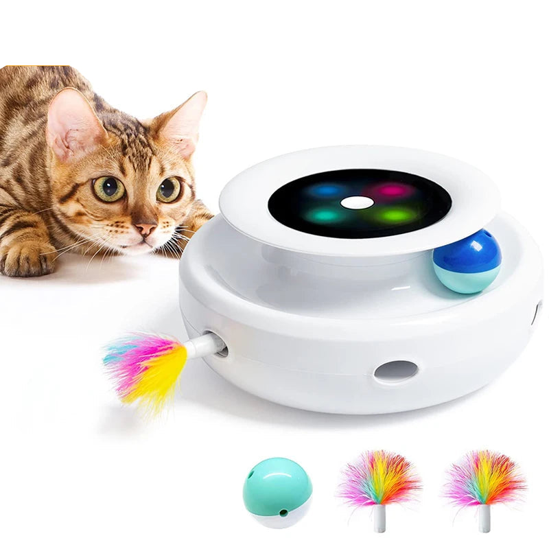 rojeco 2 in 1 smart cat toy with automatic feather and ball
