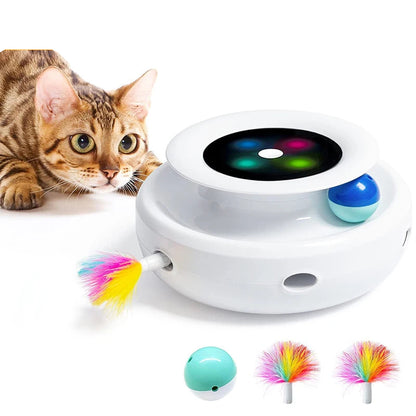 rojeco 2 in 1 smart cat toy with automatic feather and ball