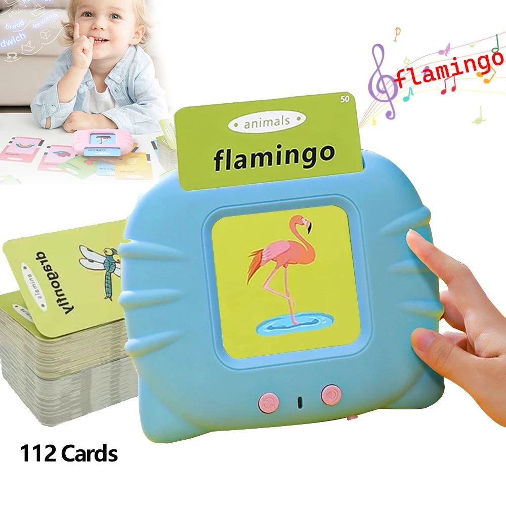 Talking flashcards learning toy with colorful cards and reader.