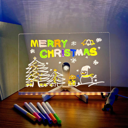 LED Letter Message Board with 7 Pens – Light-Up Erasable Neon Writing Board