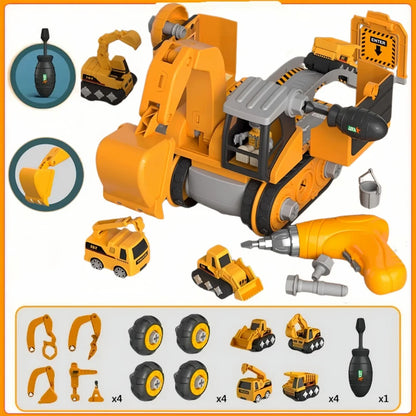diy kids engineering vehicle toy set with electric drill

