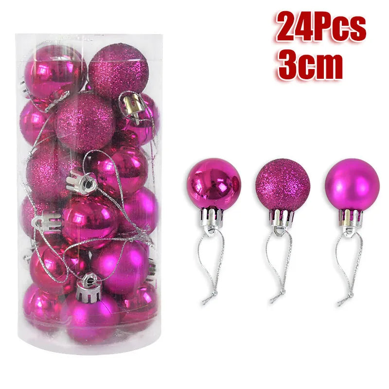 Mix of matte and glossy Christmas balls in gift box.