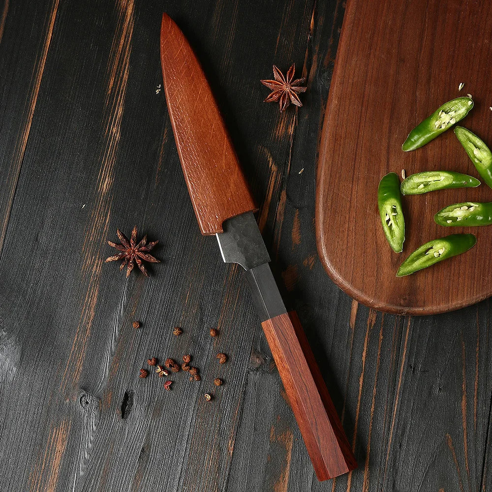 handcrafted japanese forged knives with wooden handles