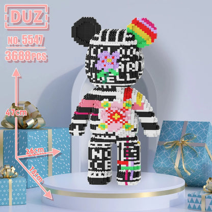 finished oversized bear block model on shelf
