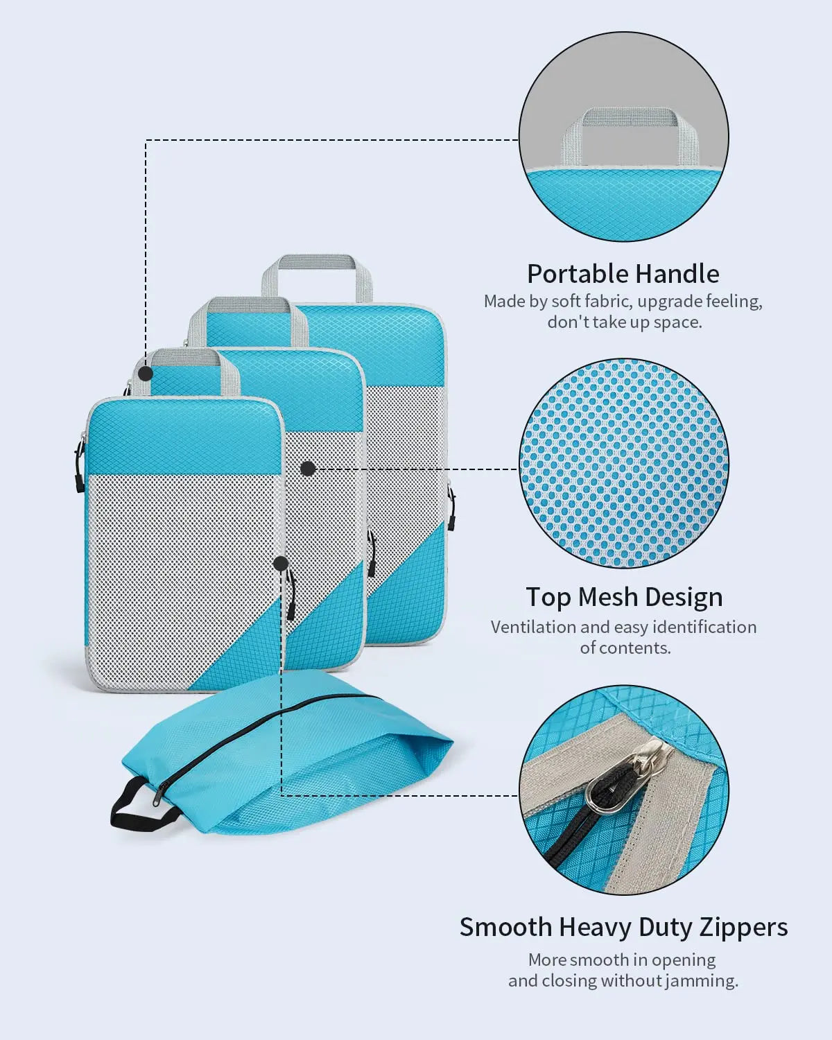 "Lightweight luggage organiser for clothes and shoes"
